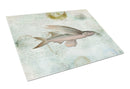 Beach Fly Fish Cutting Board Tempered Glass Kitchen Cutting Surface, Heat Resistant Chopping, Non-Slip Feet, Food Prep & Serving