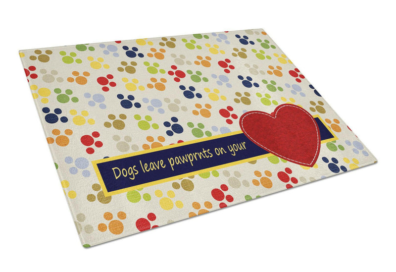 Dogs leave pawprints on your heart Glass Cutting Board Large Size SB3054LCB