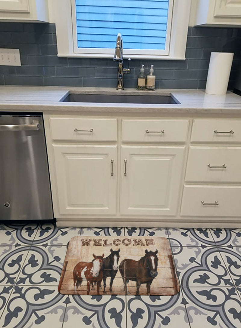 Welcome Mat with Horses Machine Washable Memory Foam Mat SB3059RUG