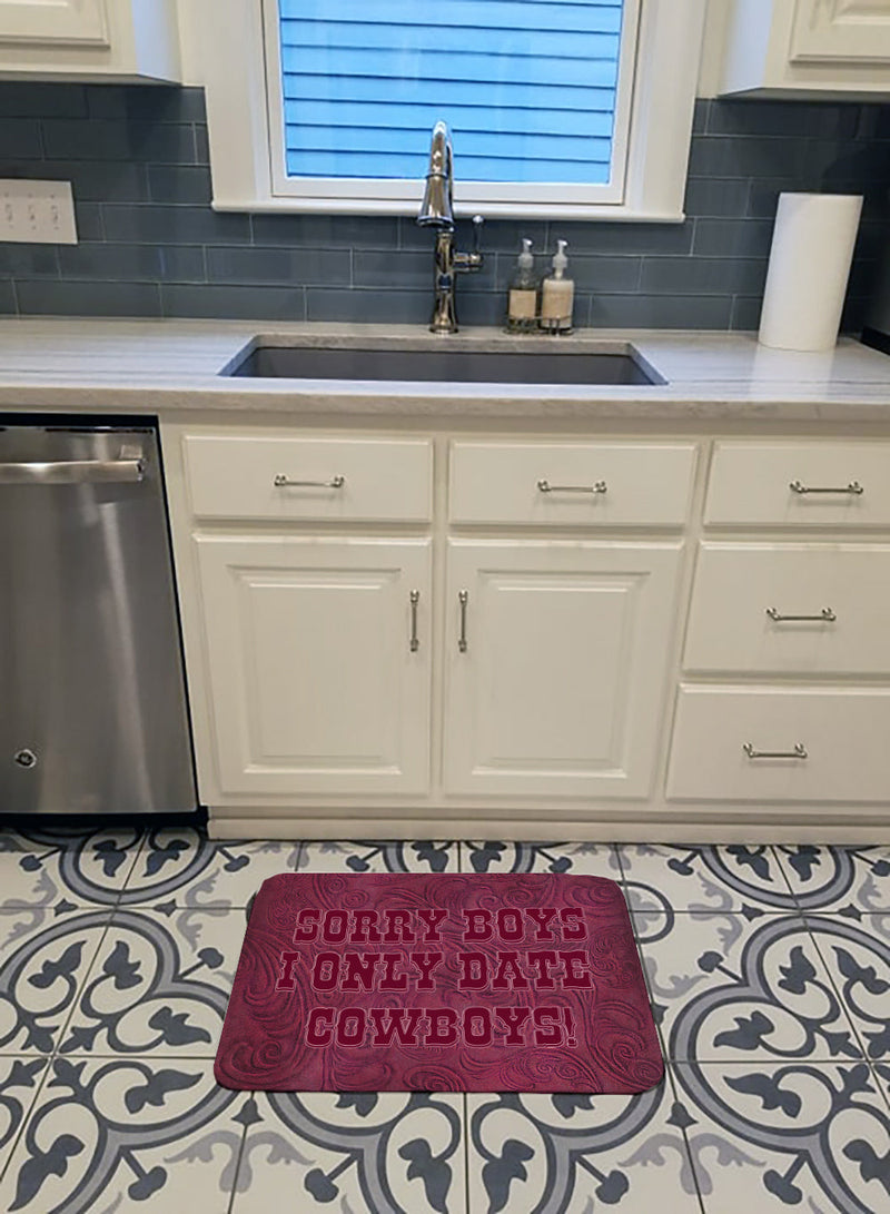 Sorry Boys I only date cowboys in pink Machine Washable Memory Foam Mat SB3062RUG