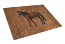 Horse Cutting Board Tempered Glass Kitchen Cutting Surface, Heat Resistant Chopping, Non-Slip Feet, Food Prep & Serving