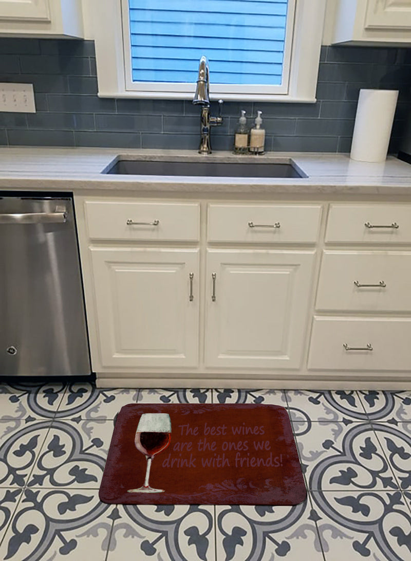 The best wines are the ones we drink with friends Machine Washable Memory Foam Mat SB3068RUG