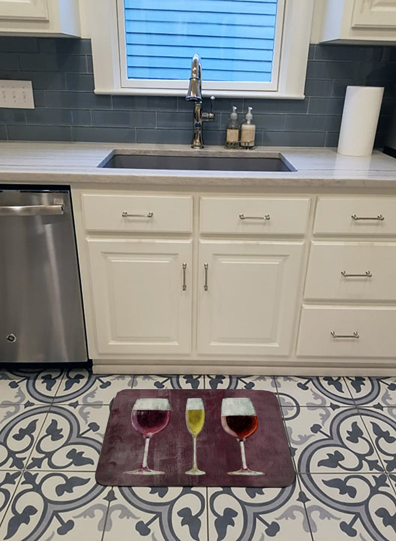 Three Glasses of Wine Purple Machine Washable Memory Foam Mat SB3073RUG