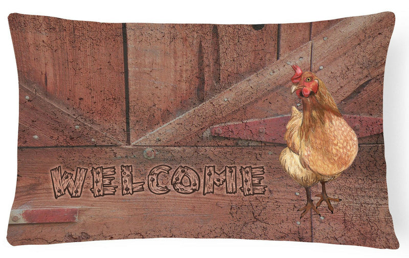 Welcome Chicken   Canvas Fabric Decorative Pillow SB3075PW1216