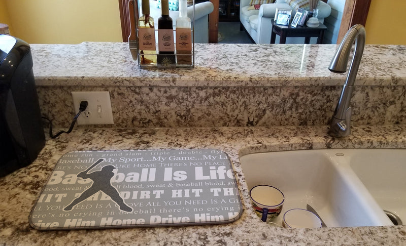 Baseball is Life Dish Drying Mat – Absorbent, Artistic Kitchen Essentials SB3078DDM