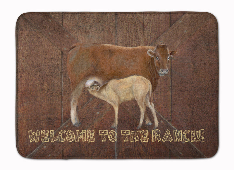 Welcome to the Ranch with the Cow and Baby Machine Washable Memory Foam Mat SB3084RUG