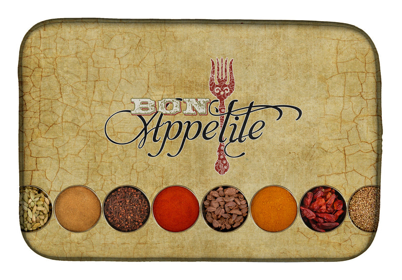 Bon Appetite and Spices Dish Drying Mat – Absorbent, Artistic Kitchen Essentials SB3089DDM