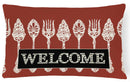 Serving Spoons Welcome Decorative Throw Pillow 12x16 Indoor Outdoor Accent Cushion, Fabric Cover with Insert for Sofa, Bed, Porch & Living Room