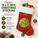 Horse Red Snowflakes Holiday Christmas  Holiday Stocking Double-Sided Print, Polyester Suede,11x18, Made in USA