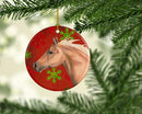 Horse Red Snowflakes Holiday Christmas  Ornament - Round Ceramic Ornament – Artist-Designed Keepsake Decoration SB3123CO1