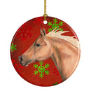 Horse Red Snowflakes Holiday Christmas  Ornament - Round Ceramic Ornament – Artist-Designed Keepsake Decoration SB3123CO1