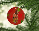 Horse Red Snowflakes Holiday Christmas  Ornament - Round Ceramic Ornament – Artist-Designed Keepsake Decoration SB3128CO1