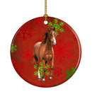 Horse Red Snowflakes Holiday Christmas  Ornament - Round Ceramic Ornament – Artist-Designed Keepsake Decoration SB3128CO1