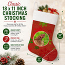 Chicken Red Snowflakes Holiday Christmas  Holiday Stocking Double-Sided Print, Polyester Suede,11x18, Made in USA
