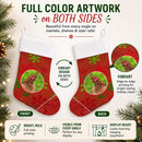 Chicken Red Snowflakes Holiday Christmas  Holiday Stocking Double-Sided Print, Polyester Suede,11x18, Made in USA