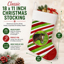 Horse Candy Cane Holiday Christmas Holiday Stocking Double-Sided Print, Polyester Suede,11x18, Made in USA