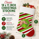 Horse Candy Cane Holiday Christmas Holiday Stocking Double-Sided Print, Polyester Suede,11x18, Made in USA
