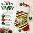 Pig Candy Cane Holiday Christmas Holiday Stocking Double-Sided Print, Polyester Suede,11x18, Made in USA
