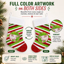 Pig Candy Cane Holiday Christmas Holiday Stocking Double-Sided Print, Polyester Suede,11x18, Made in USA