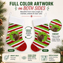 Cow Candy Cane Holiday Christmas Holiday Stocking Double-Sided Print, Polyester Suede,11x18, Made in USA