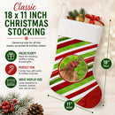 Chicken Candy Cane Holiday Christmas Holiday Stocking Double-Sided Print, Polyester Suede,11x18, Made in USA