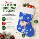 Pig Winter Snowflakes Holiday Holiday Stocking Double-Sided Print, Polyester Suede,11x18, Made in USA