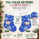 Pig Winter Snowflakes Holiday Holiday Stocking Double-Sided Print, Polyester Suede,11x18, Made in USA
