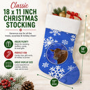Cow Winter Snowflakes Holiday Holiday Stocking Double-Sided Print, Polyester Suede,11x18, Made in USA