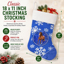 Horse Winter Snowflakes Holiday Holiday Stocking Double-Sided Print, Polyester Suede,11x18, Made in USA
