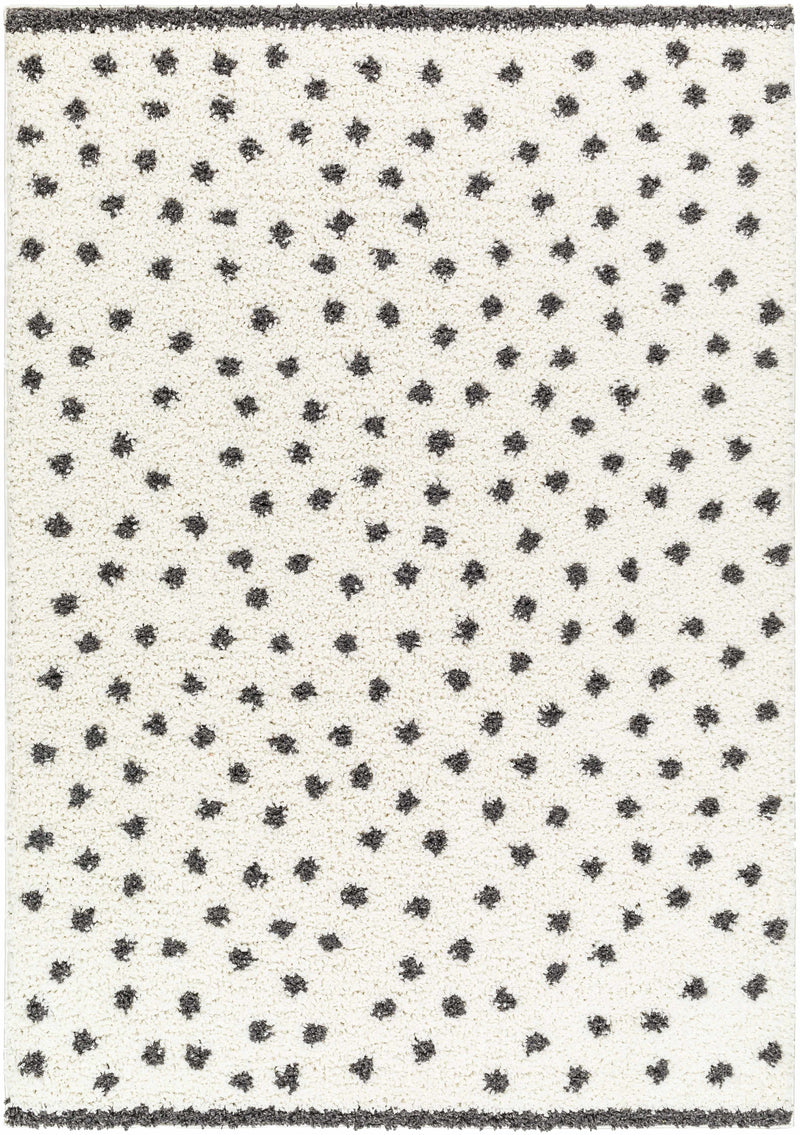 Chaia Dotted Black & White Plush Rug