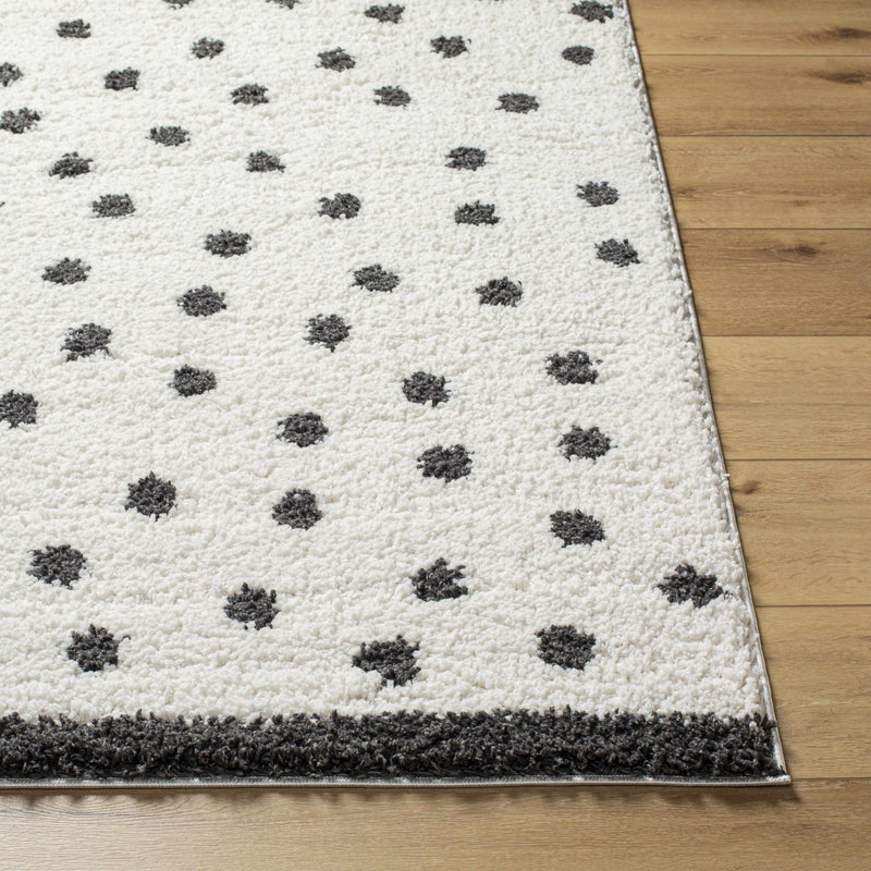 Chaia Dotted Black & White Plush Rug