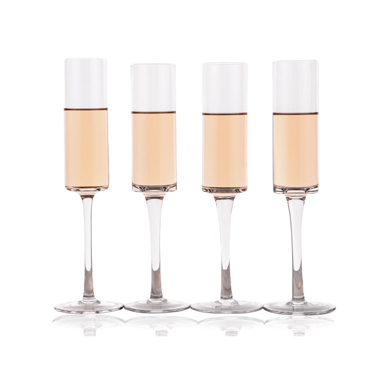 Champagne Flutes - Hand-Blown Crystal Mimosa Glasses (6oz/180mL)