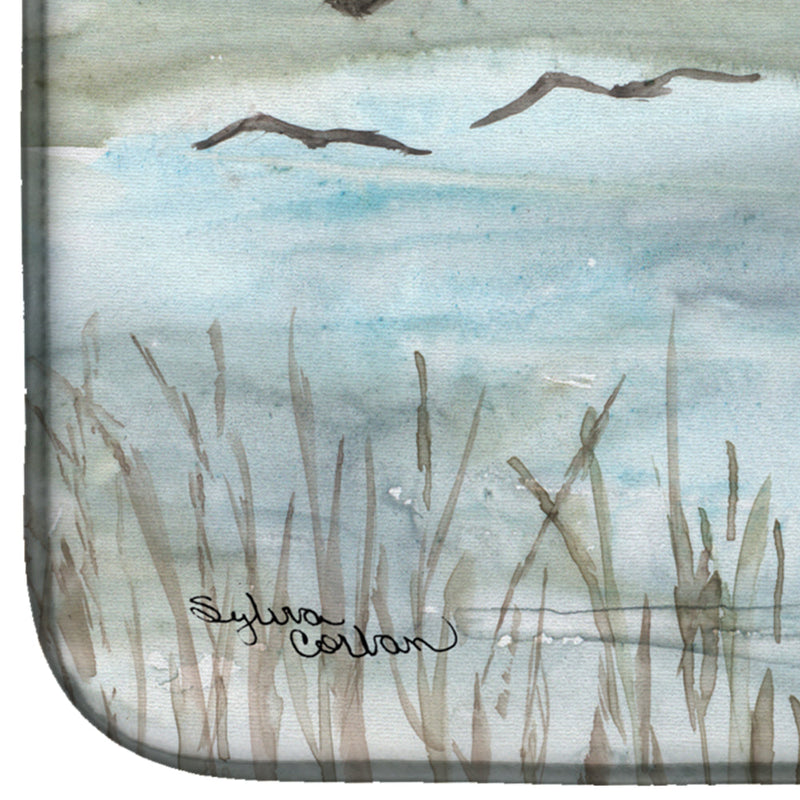 Blue Heron Watercolor Dish Drying Mat – Absorbent, Artistic Kitchen Essentials SC2007DDM