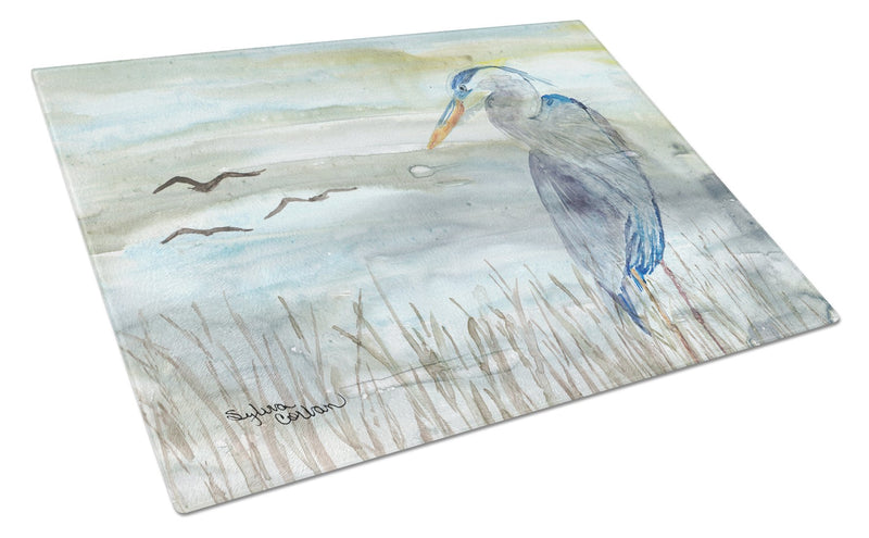 Blue Heron Watercolor Glass Cutting Boards – Durable, Decorative Kitchen Art Large SC2007LCB