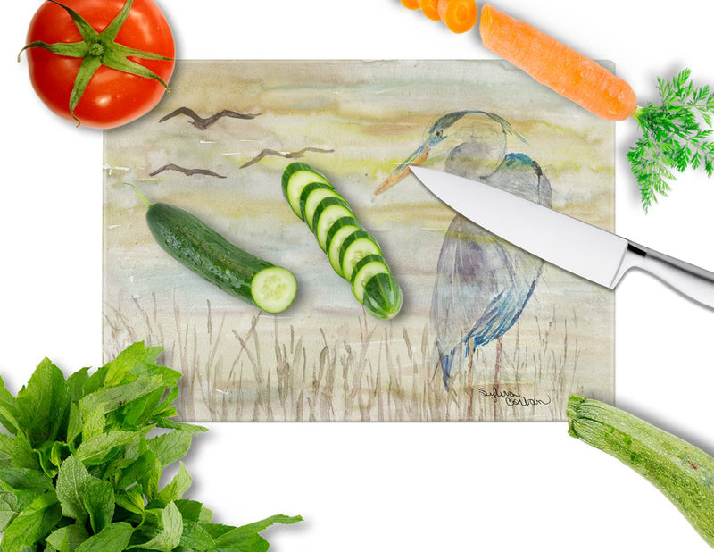 Blue Heron Yellow Sky Glass Cutting Boards – Durable, Decorative Kitchen Art Large SC2020LCB