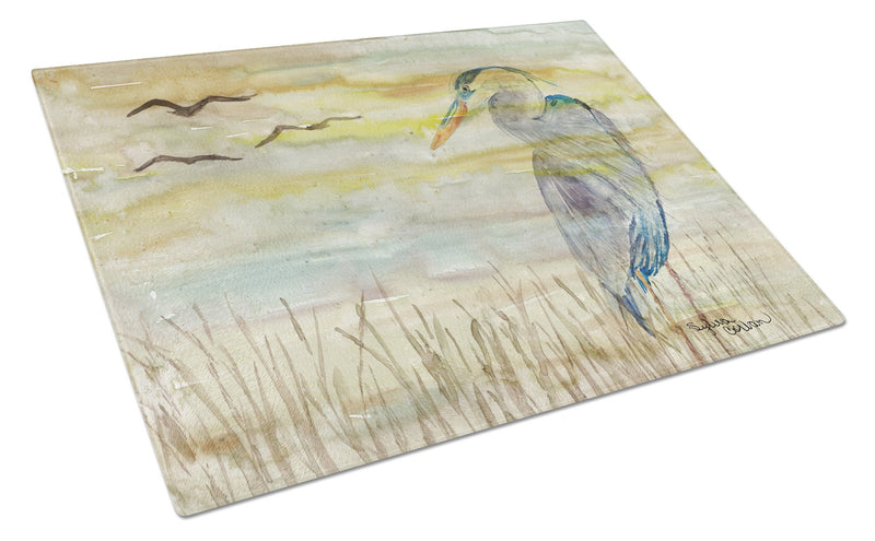 Blue Heron Yellow Sky Glass Cutting Boards – Durable, Decorative Kitchen Art Large SC2020LCB