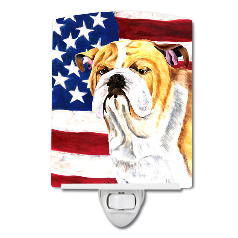 USA American Flag with Bulldog English Ceramic Night Light SC9002CNL