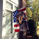 USA American Flag with Dachshund House Flag 28x40 Porch Sleeve Pole Decorative Outside Yard Banner Artwork Wall Hanging, Polyester
