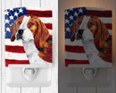 USA American Flag with Beagle Ceramic Night Light Compact, UL-Certified, Ideal for Bedroom, Bathroom, Nursery, Hallway, Kitchen, 6x4x3, Multicolor