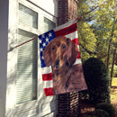 USA American Flag with Dachshund House Flag 28x40 Porch Sleeve Pole Decorative Outside Yard Banner Artwork Wall Hanging, Polyester