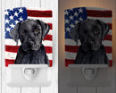 USA American Flag with Labrador Ceramic Night Light Compact, UL-Certified, Ideal for Bedroom, Bathroom, Nursery, Hallway, Kitchen, 6x4x3, Multicolor