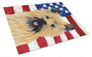 USA American Flag with Cairn Terrier Cutting Board Tempered Glass Kitchen Cutting Surface, Heat Resistant Chopping, Non-Slip Feet, Food Prep & Serving