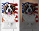 USA American Flag with Saint Bernard Ceramic Night Light Compact, UL-Certified, Ideal for Bedroom, Bathroom, Nursery, Hallway, Kitchen, 6x4x3, Multicolor