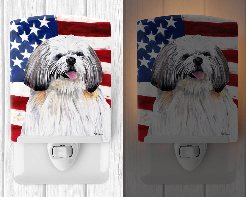 USA American Flag with Shih Tzu Ceramic Night Light SC9028CNL