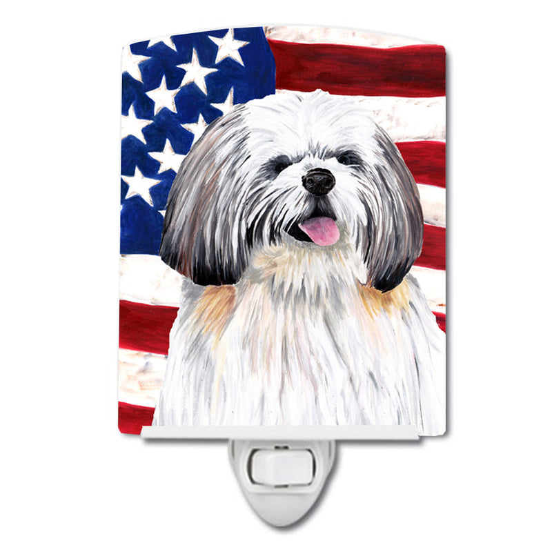 USA American Flag with Shih Tzu Ceramic Night Light SC9028CNL