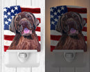 USA American Flag with Labrador Ceramic Night Light Compact, UL-Certified, Ideal for Bedroom, Bathroom, Nursery, Hallway, Kitchen, 6x4x3, Multicolor