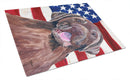 USA American Flag with Labrador Cutting Board Tempered Glass Kitchen Cutting Surface, Heat Resistant Chopping, Non-Slip Feet, Food Prep & Serving