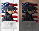 USA American Flag with Doberman Ceramic Night Light Compact, UL-Certified, Ideal for Bedroom, Bathroom, Nursery, Hallway, Kitchen, 6x4x3, Multicolor