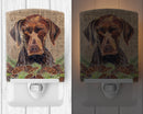 German Shorthaired Pointer Faux Burlap and Pine cones Ceramic Night Light Compact, UL-Certified, Ideal for Bedroom, Bathroom, Nursery, Hallway, Kitchen, 6x4x3, Multicolor