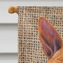 Basenji Faux Burlap and Pine cones House Flag 28x40 Porch Sleeve Pole Decorative Outside Yard Banner Artwork Wall Hanging, Polyester